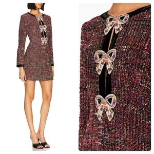 New Saloni Camille Bow Tweed Dress